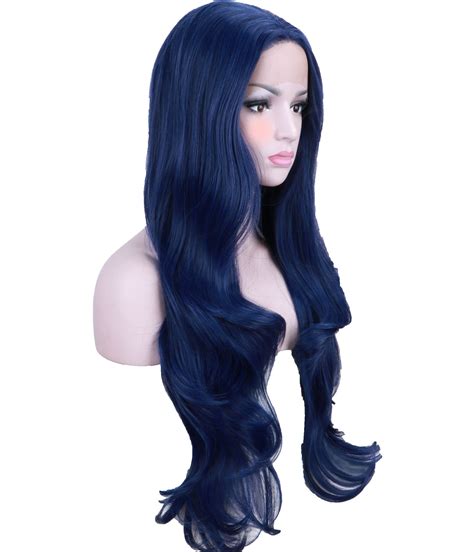 blue black lace front wig|More.